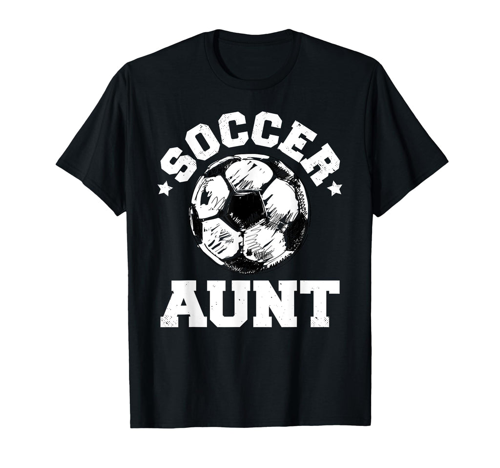 Soccer Aunt Soccer Ball Distressed T-Shirt - Novelty Apparel for Adults