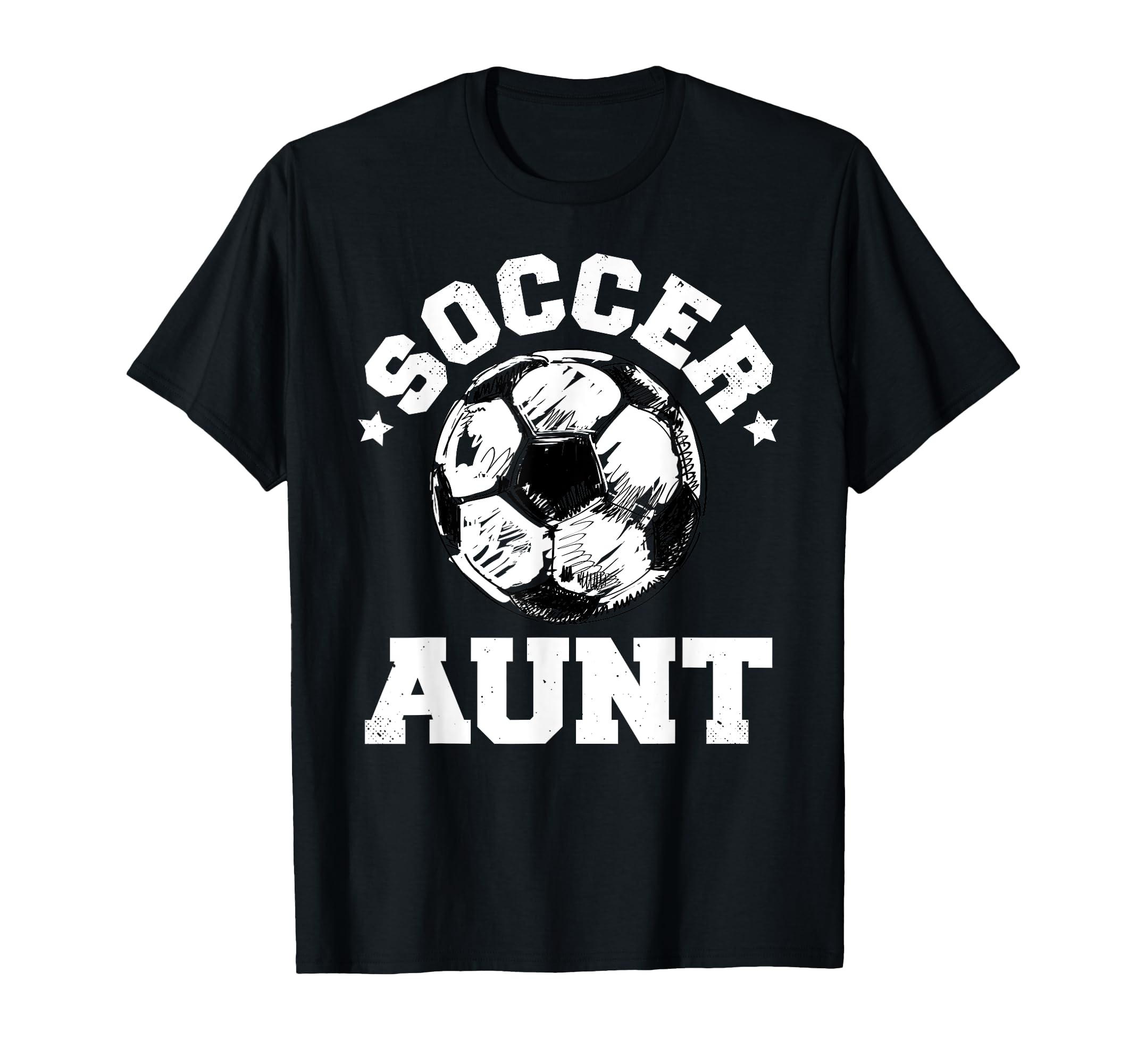 Soccer Aunt Soccer Ball Distressed T-Shirt - Novelty Apparel for Adults