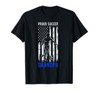 Proud Soccer Grandpa Usa Flag T-Shirt - Casual Everyday Wear for Adults