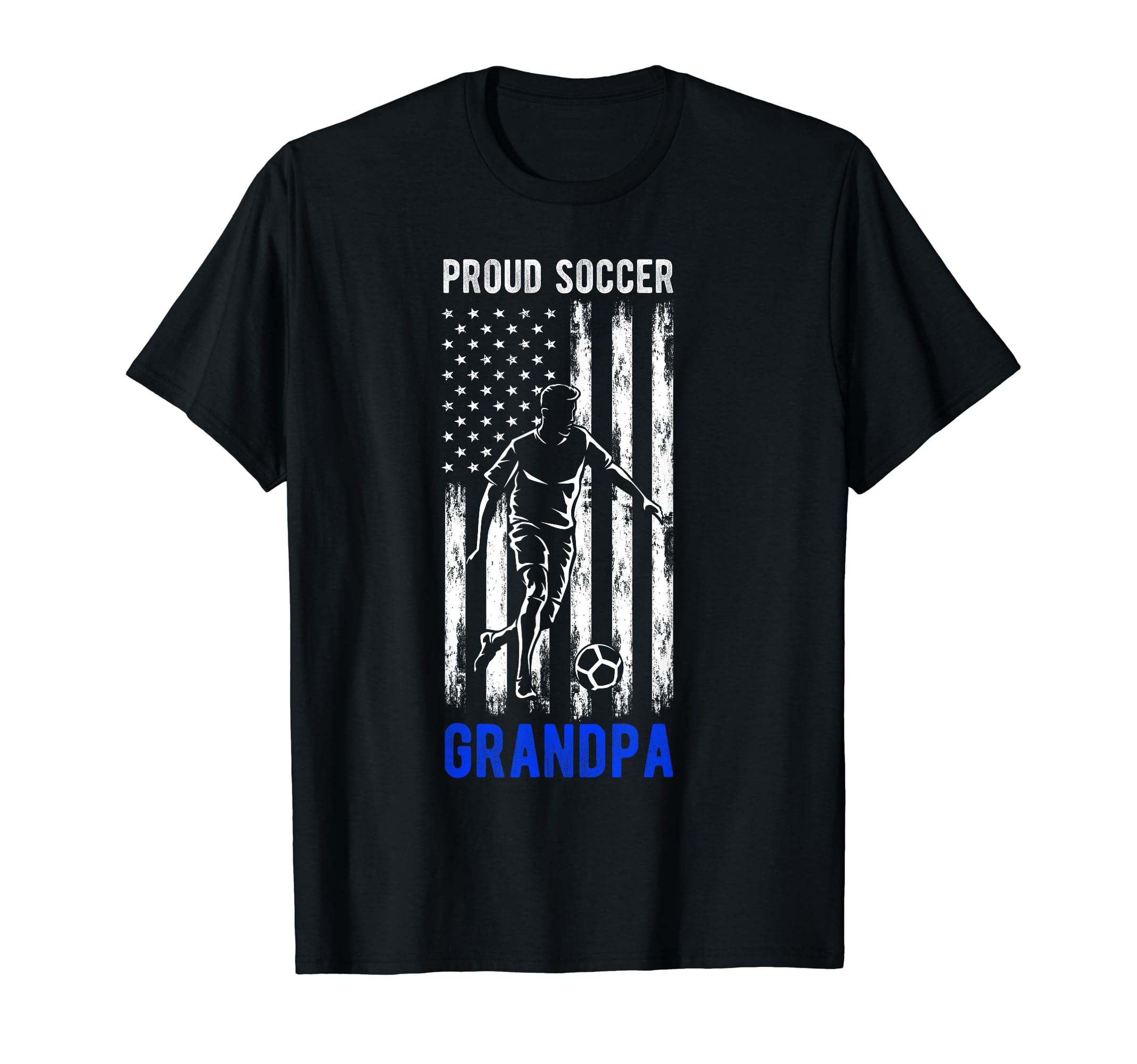 Proud Soccer Grandpa Usa Flag T-Shirt - Casual Everyday Wear for Adults