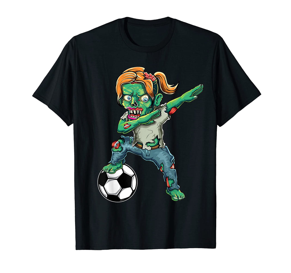 Female Zombie Halloween Soccer Lover T-Shirt - Novelty Apparel for Adults