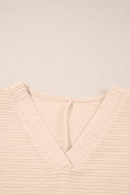 Apricot Textured V Neck T Shirt and Shorts Set