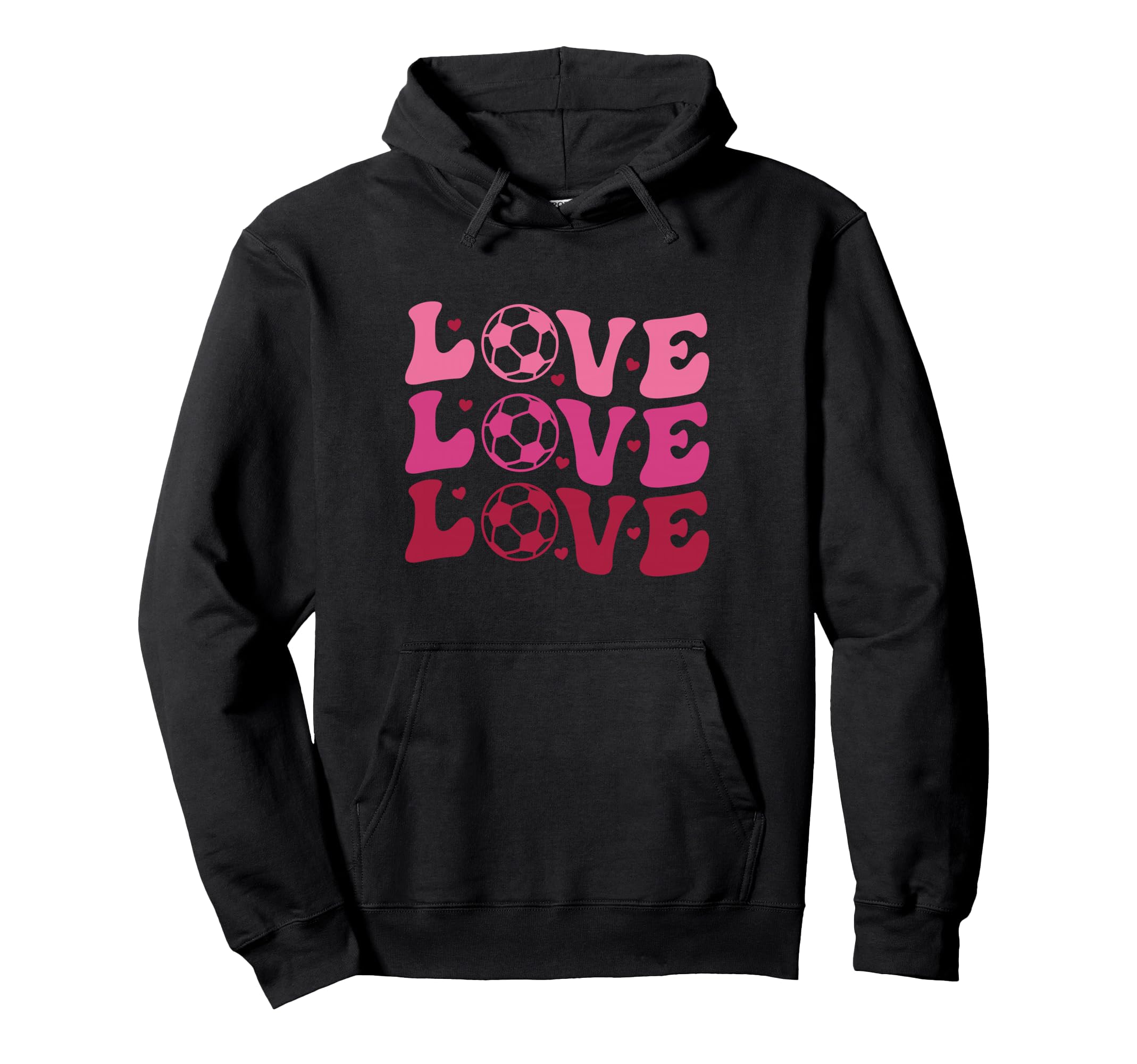 Soccer Valentines Day Groovy Sports Hearts Hoodie - Trendy Graphic Unisex