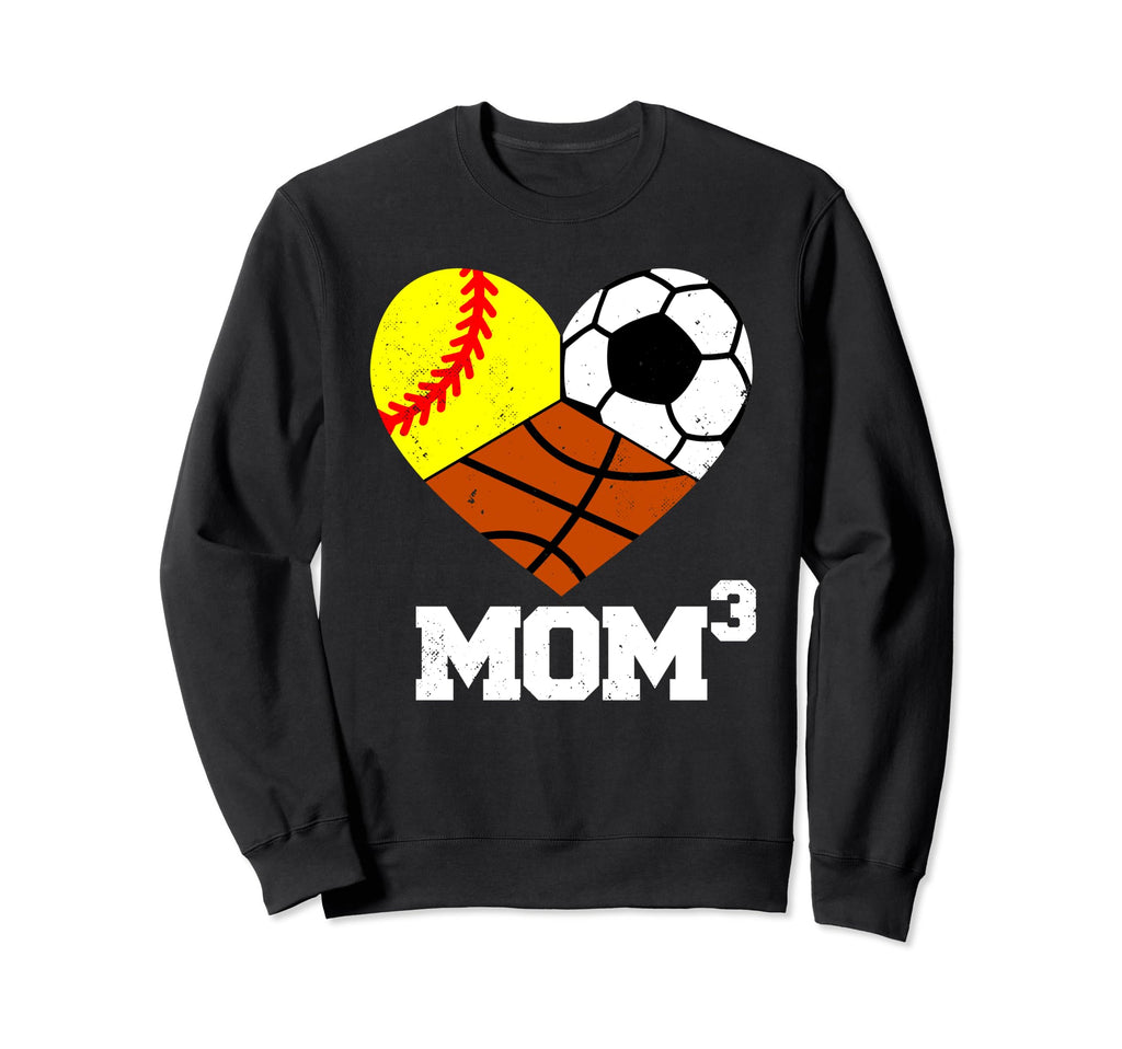 Mom Cubed Mom3 Mom Three Softball Sweatshirt - Custom Art Print Men Women