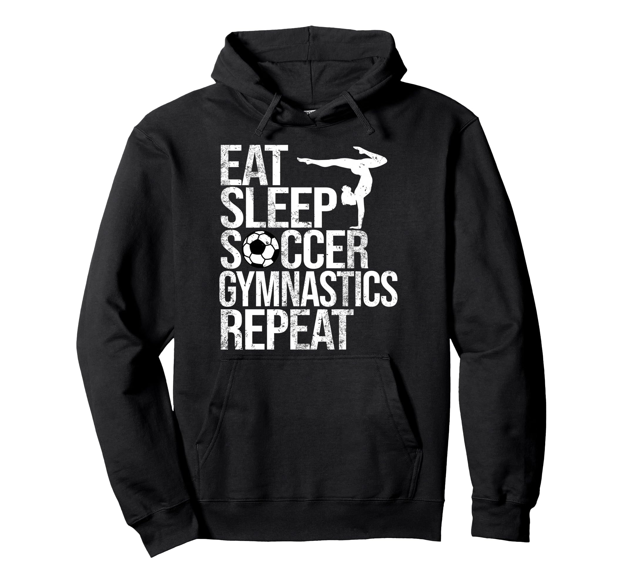 Eat Sleep Soccer Gymnastics Repeat Hoodie - Aesthetic Graphic for Adults