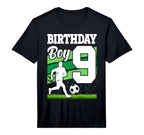 9 Year Old Soccer Birthday Party T-Shirt - Minimalist Print for Adults