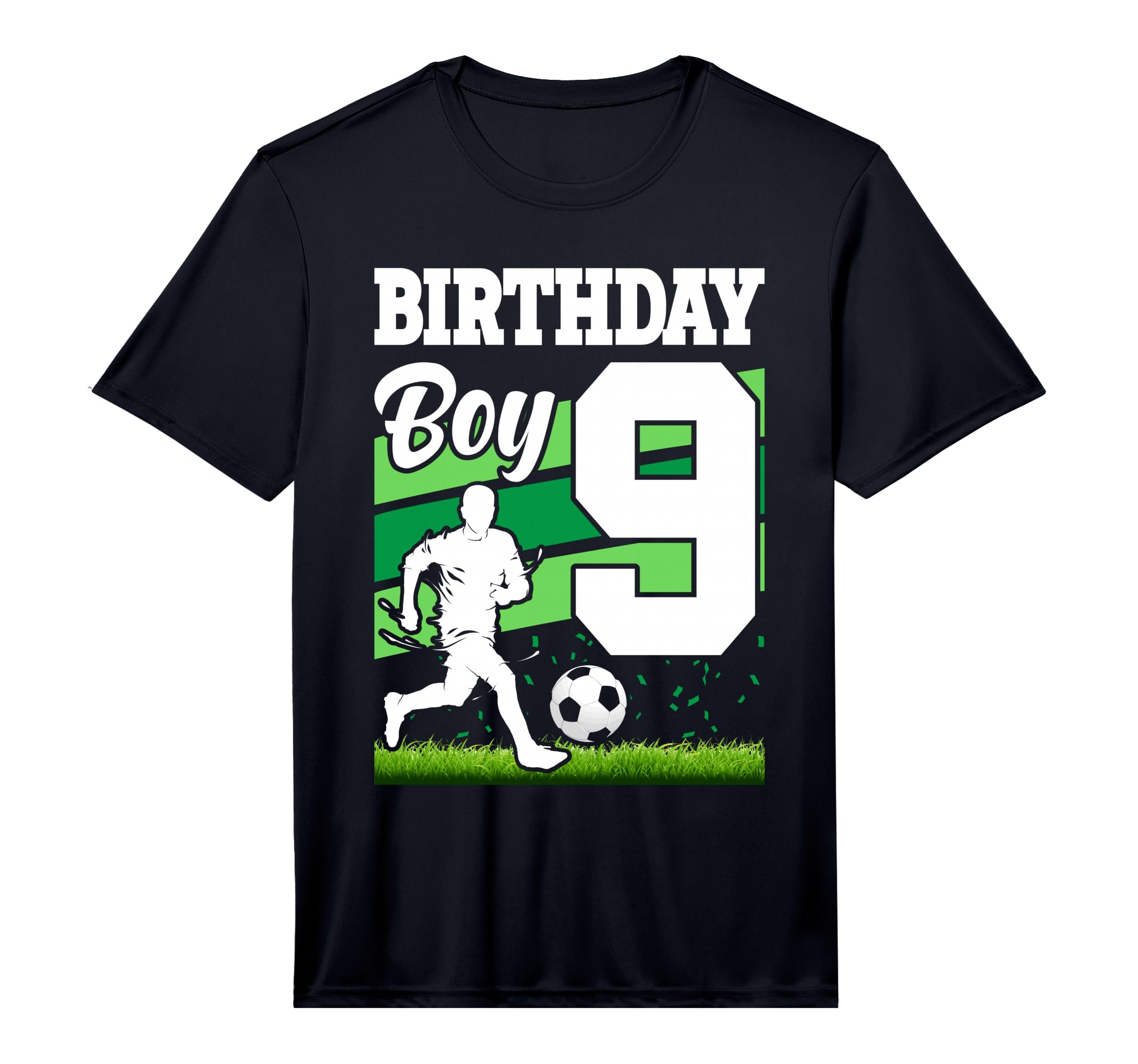 9 Year Old Soccer Birthday Party T-Shirt - Minimalist Print for Adults