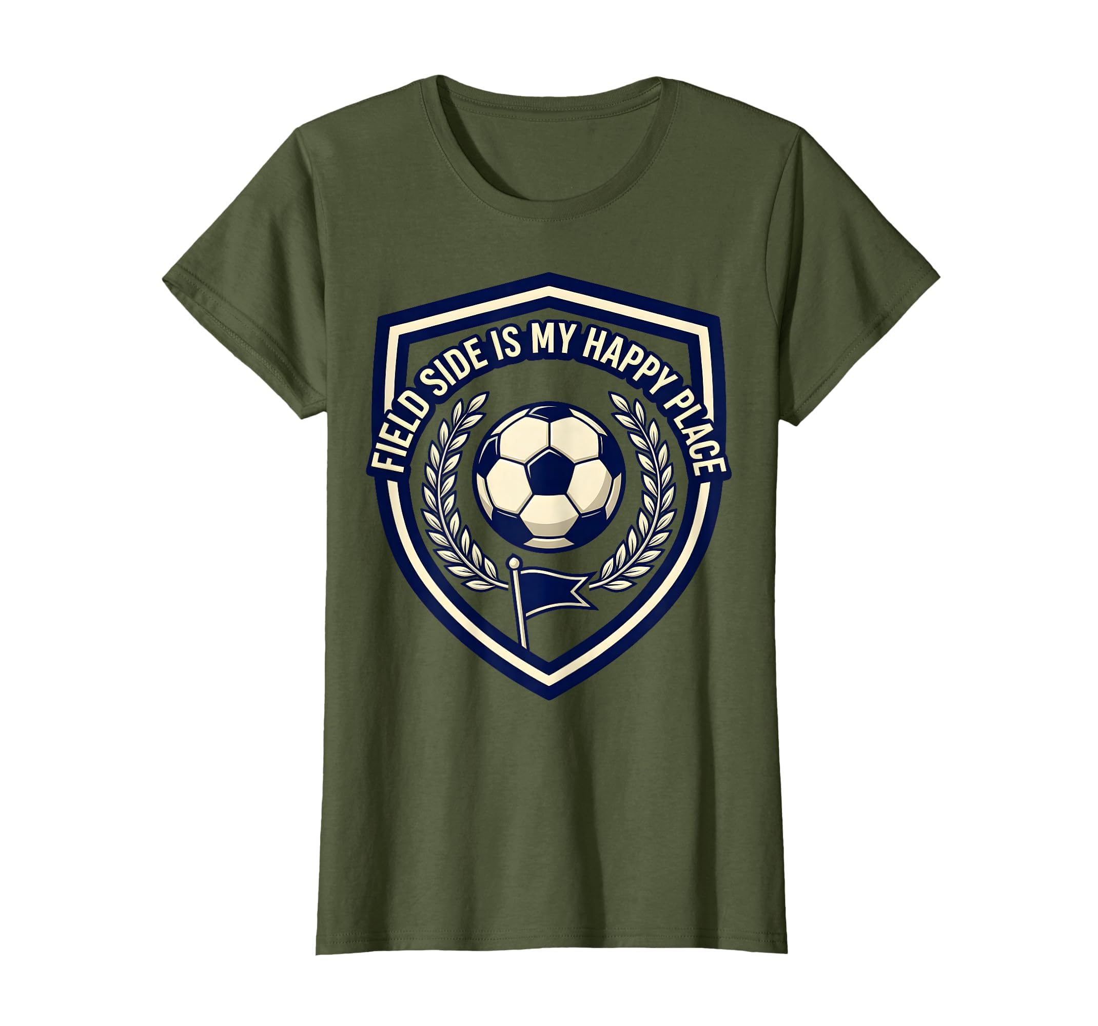 Field Side Is My Happy Place Soccer Mom T-Shirt - Trendy Graphic for Adults