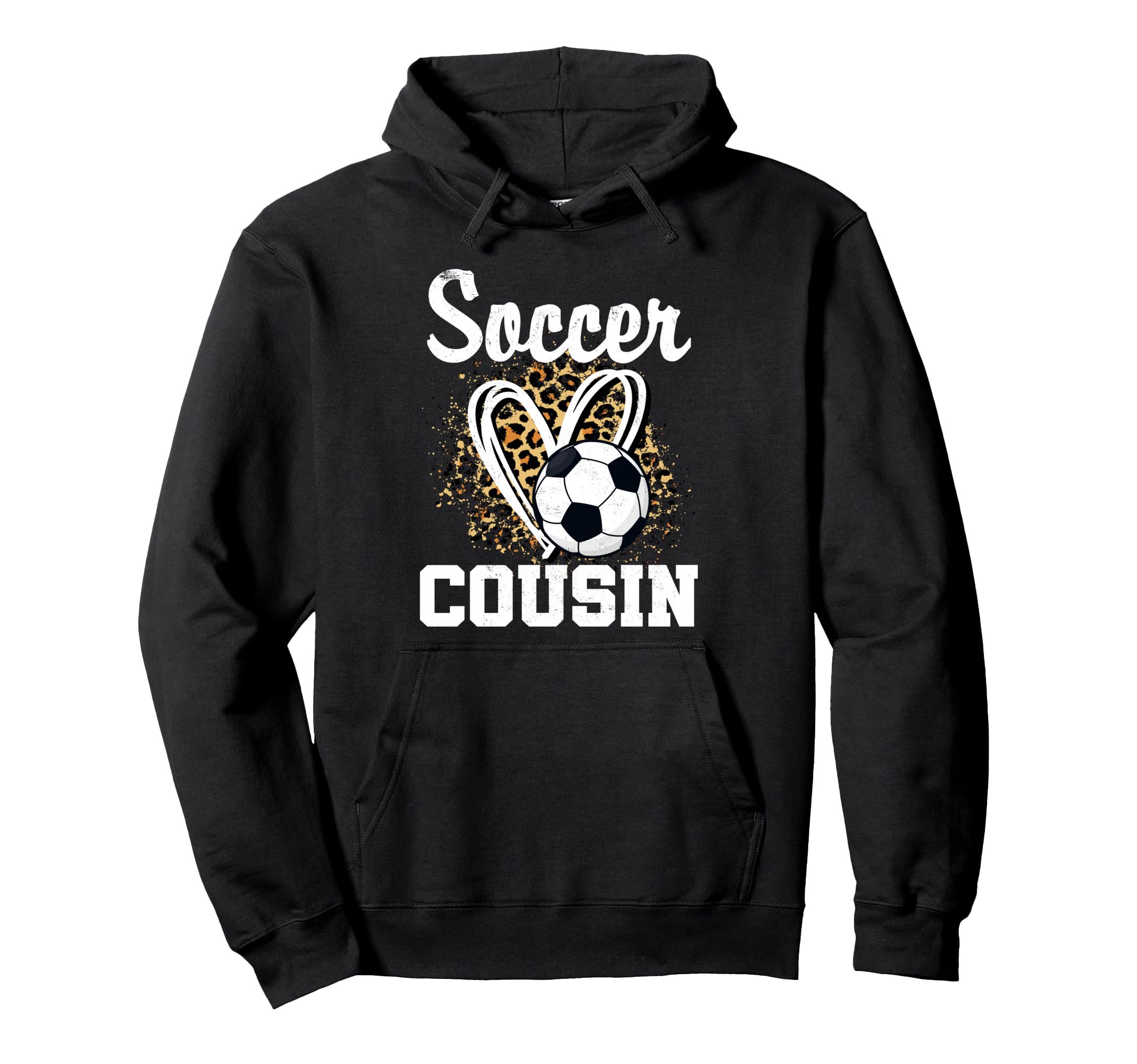 Soccer Cousin Leopard Heart Hoodie - Custom Art Print Men Women