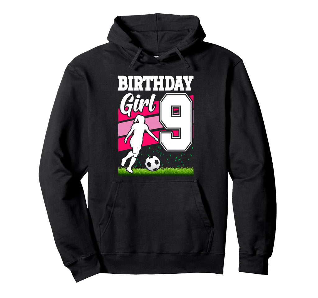 9 Year Old Soccer Birthday Party Hoodie - Custom Art Print for Adults