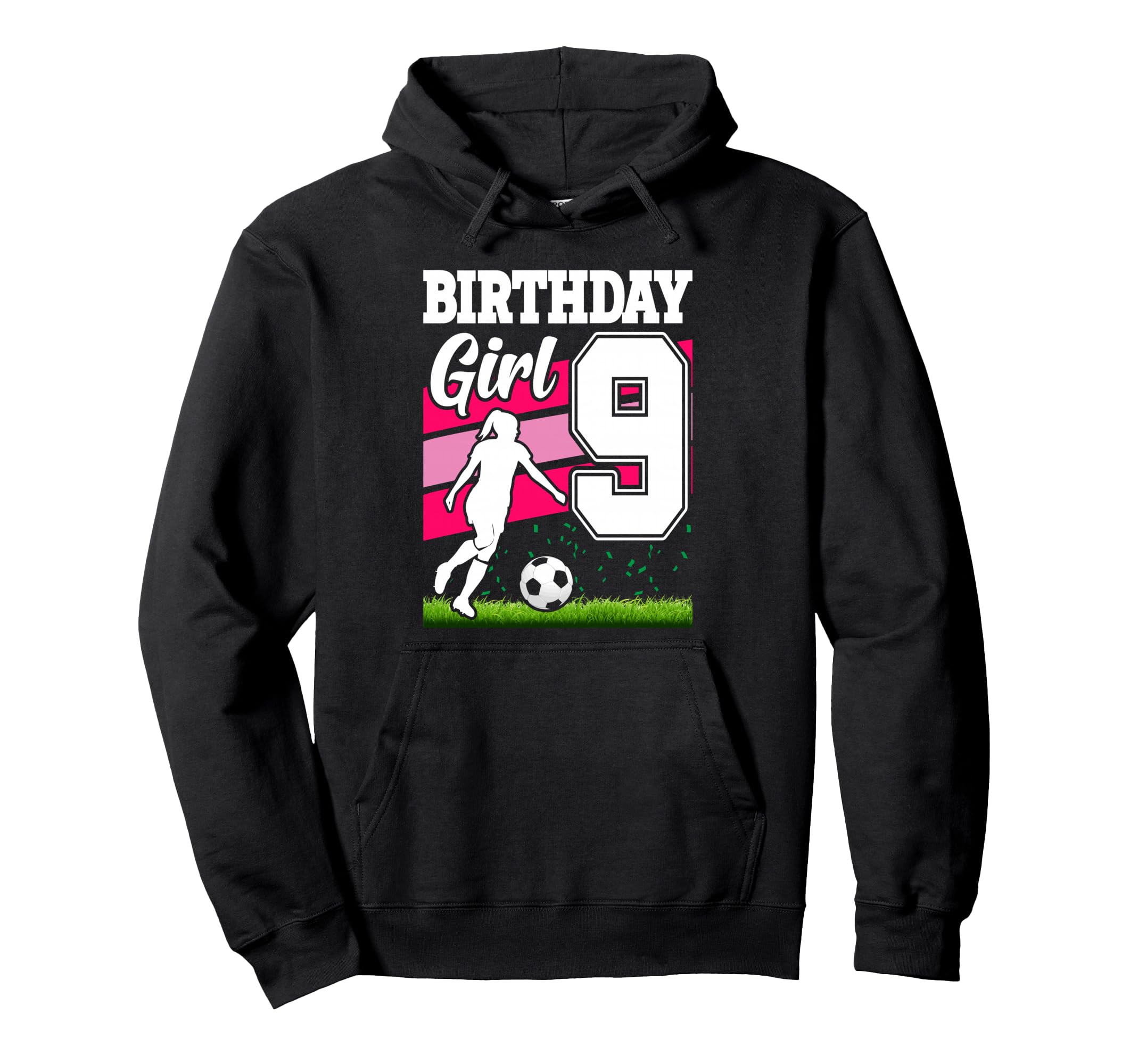 9 Year Old Soccer Birthday Party Hoodie - Custom Art Print for Adults