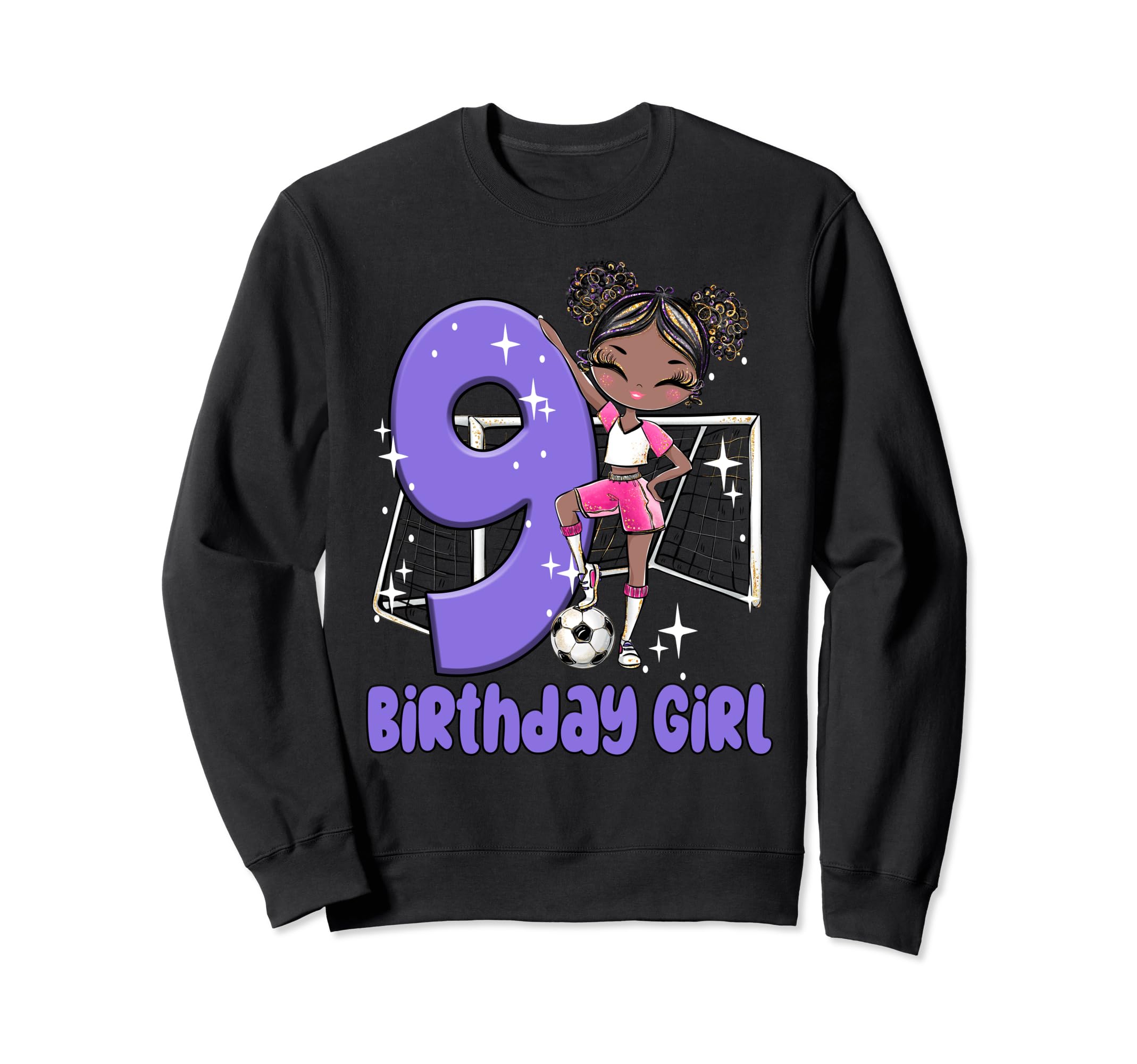 9Th Birthday Black Soccer Ball Net Sweatshirt - Graphic Print Men Women