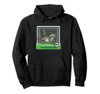 Funny Raccoon Soccer Goalie Donut Hoodie - Minimalist Print for Adults