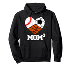 Mom Cubed Mom3 Mom Three Baseball Soccer Hoodie - Unique Graphic Unisex
