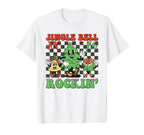 Checkered Jingle Bell Rockin Tree Rock T-Shirt - Graphic Print Men Women