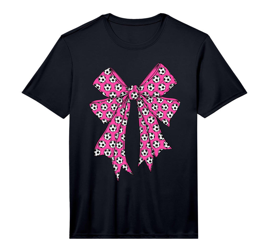 Soccer Ball Coquette Bow Soccer Mom T-Shirt - Graphic Print for Adults