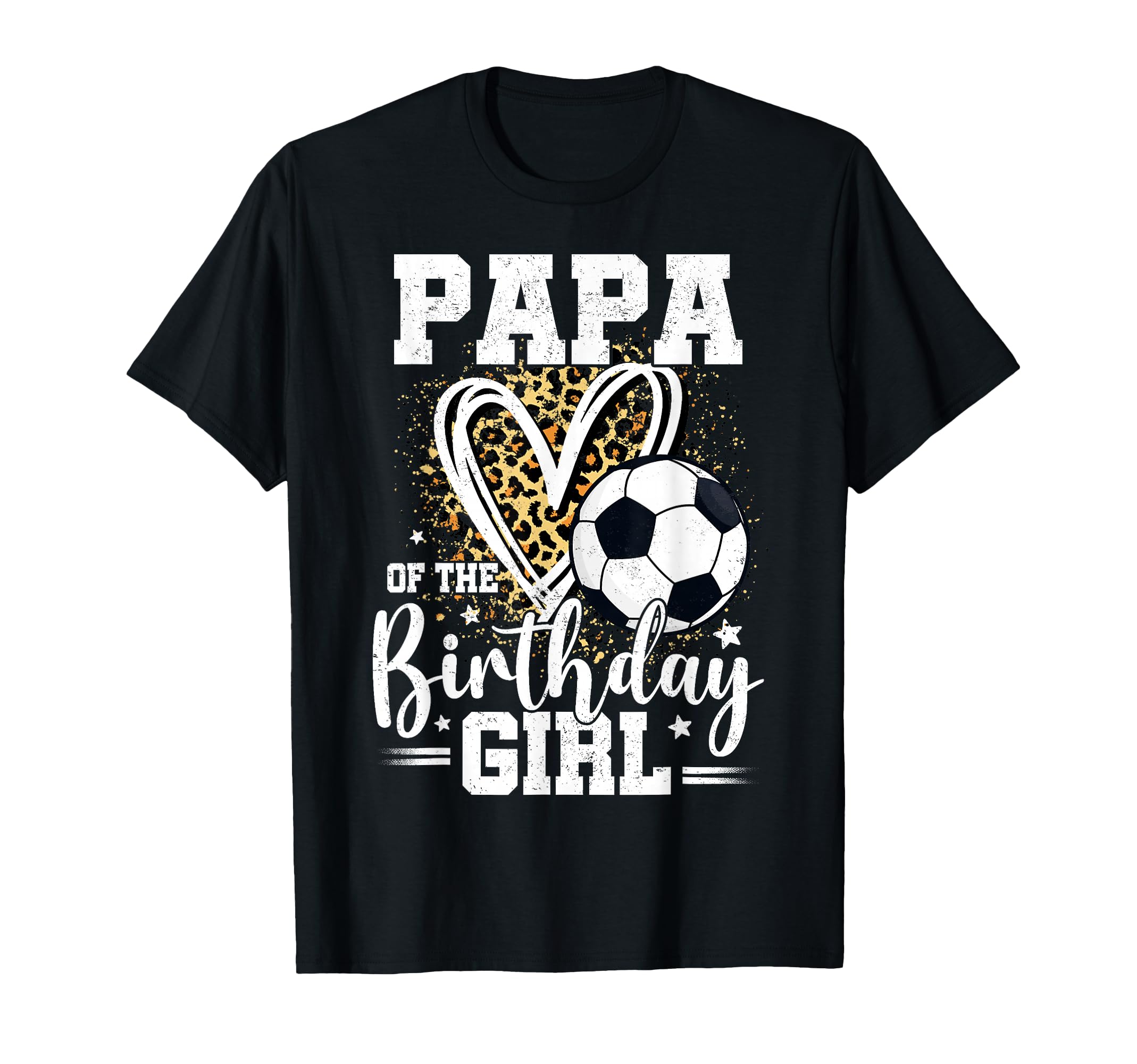Papa Birthday Soccer Ball Papa Leopard T-Shirt - Unique Graphic Men Women