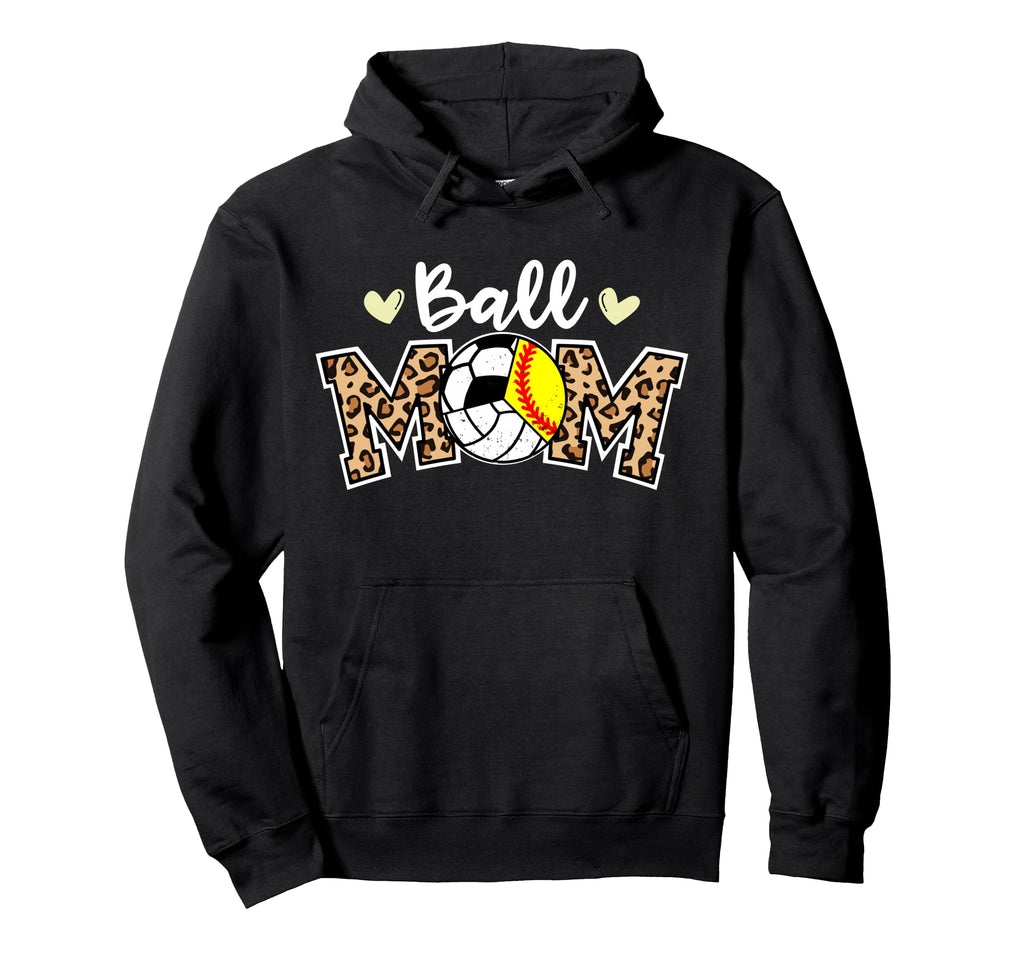 Ball Mom Leopard Softball Hoodie - Fun Novelty Design for Adults