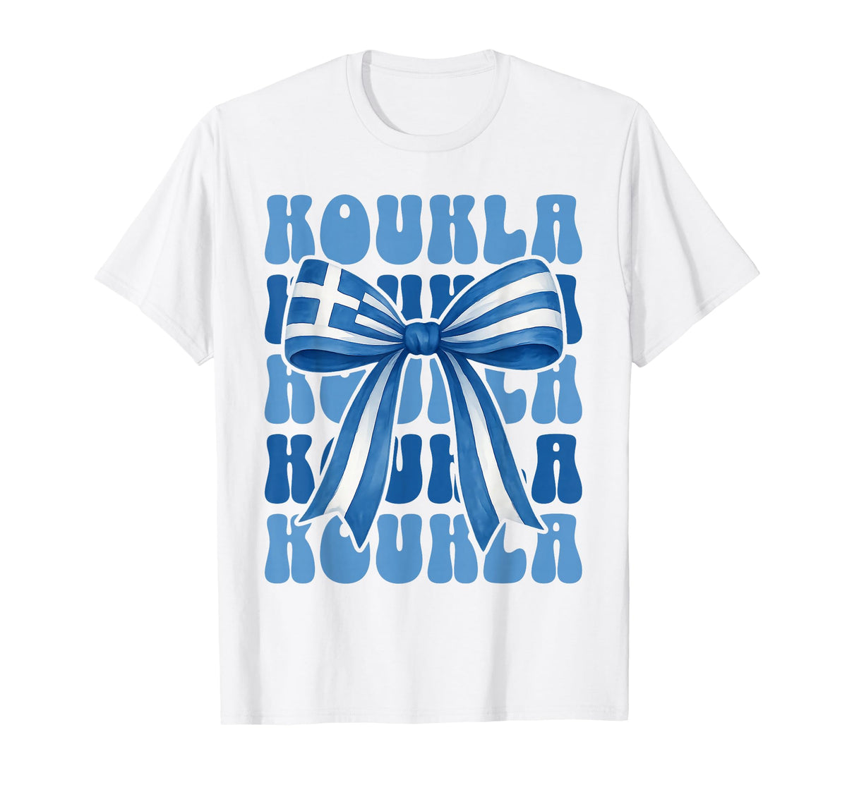 Koukla Greek Coquette Bow Greece Flag T-Shirt - Trendy Graphic for Adults