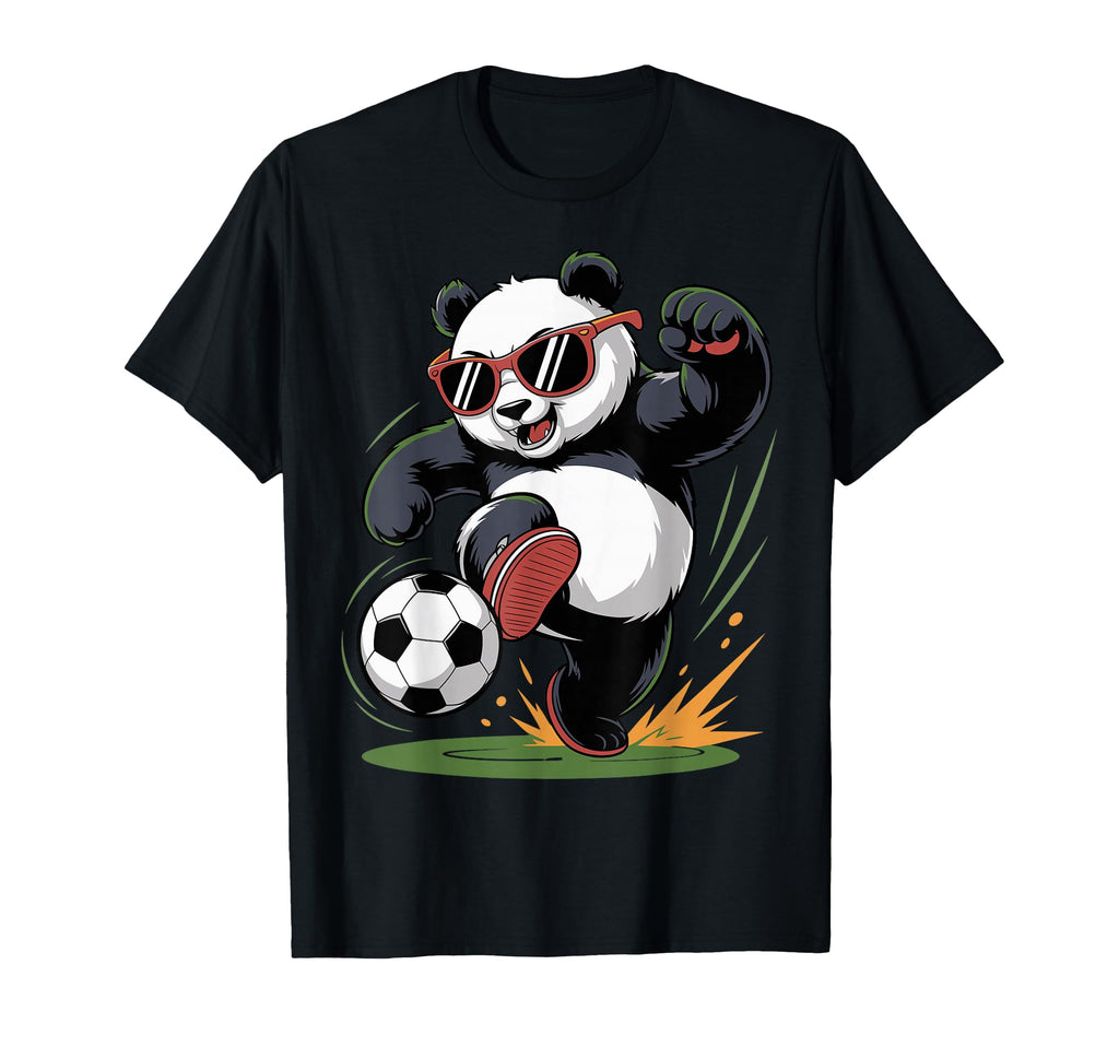 Funny Panda Playing Soccer Animal T-Shirt - Streetwear Style for Adults