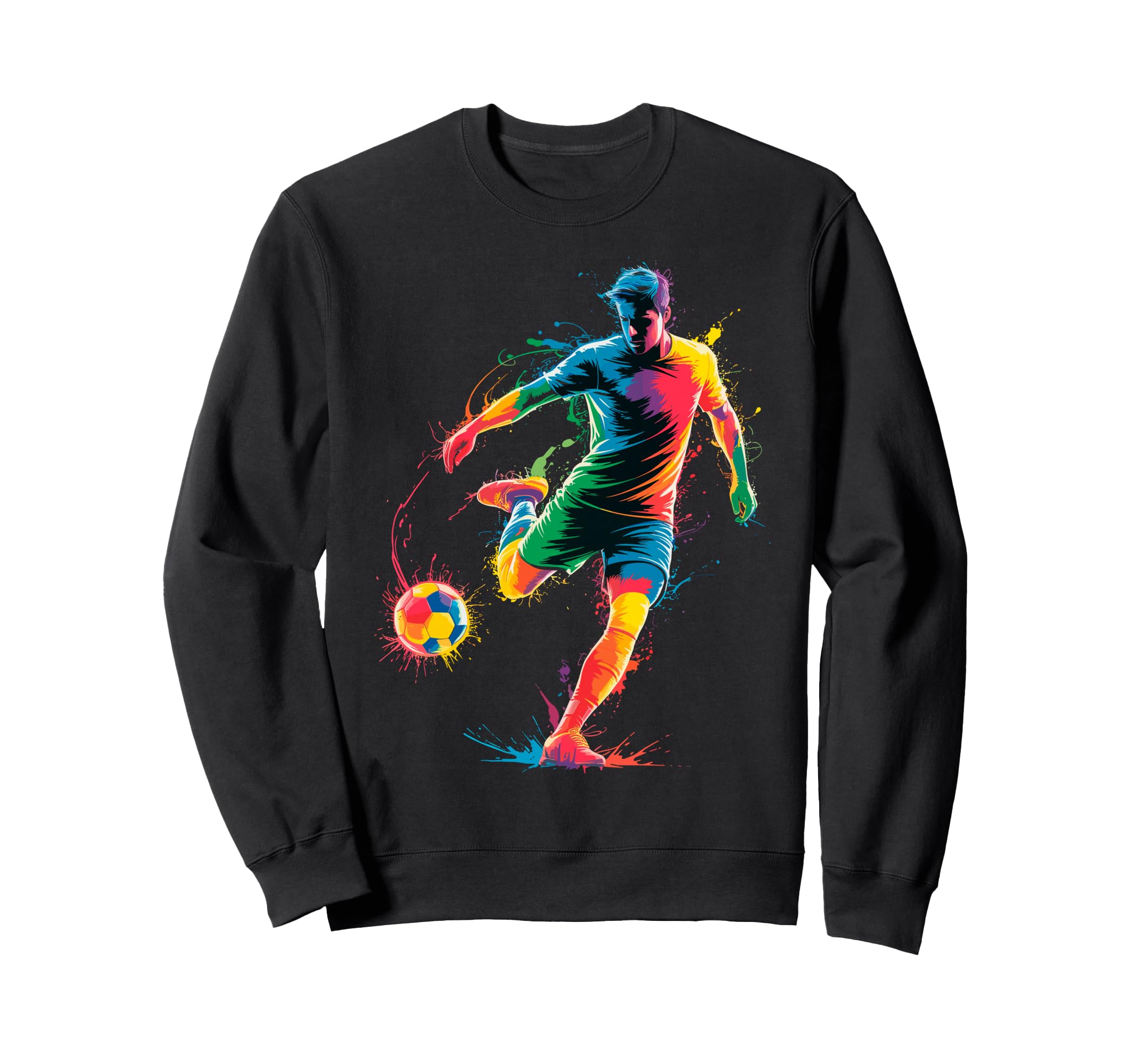 Colorful Funny Soccer Player Fan Sweatshirt - Graphic Print for Adults