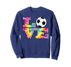 Soccer Tie Dye Love Multi Color Teen Sweatshirt - Novelty Apparel Men Women