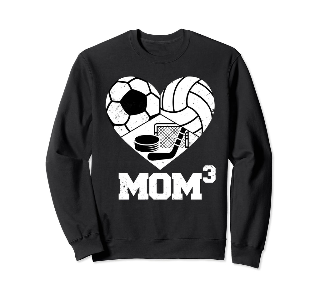 Mom Cubed Mom3 Mom Three Soccer Sweatshirt - Streetwear Style for Adults