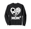 Mom Cubed Mom3 Mom Three Soccer Sweatshirt - Streetwear Style for Adults