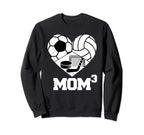 Mom Cubed Mom3 Mom Three Soccer Sweatshirt - Streetwear Style for Adults