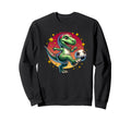 T Rex Dinosaur Kicking Soccer Sweatshirt - Fun Novelty Design Men Women
