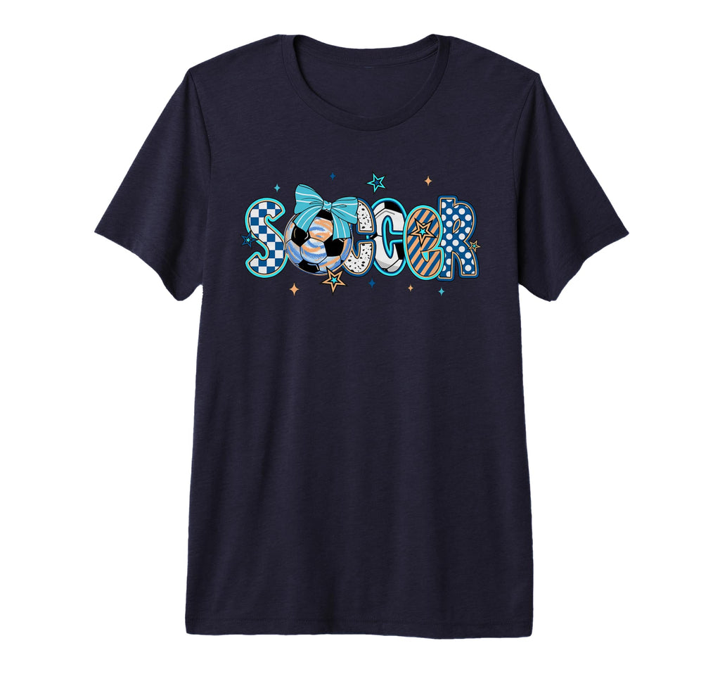 Soccer Preppy Soccer Game Day Mom Tri T-Shirt - Fun Novelty Design Unisex