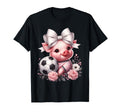 Pig White Coquette Bow Soccer Pig T-Shirt - Fun Novelty Design for Adults