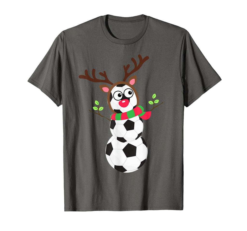 Soccer Balls Snowman Winter Sports Team T-Shirt - Graphic Print for Adults