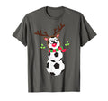 Soccer Balls Snowman Winter Sports Team T-Shirt - Graphic Print for Adults