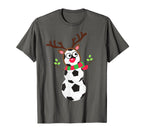 Soccer Balls Snowman Winter Sports Team T-Shirt - Graphic Print for Adults