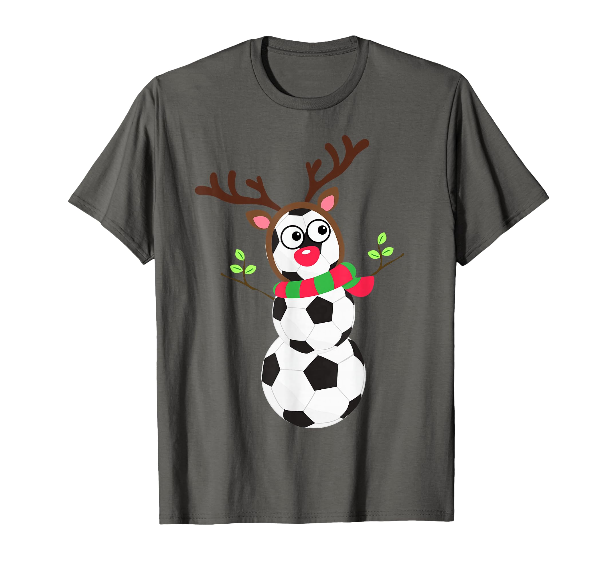 Soccer Balls Snowman Winter Sports Team T-Shirt - Graphic Print for Adults