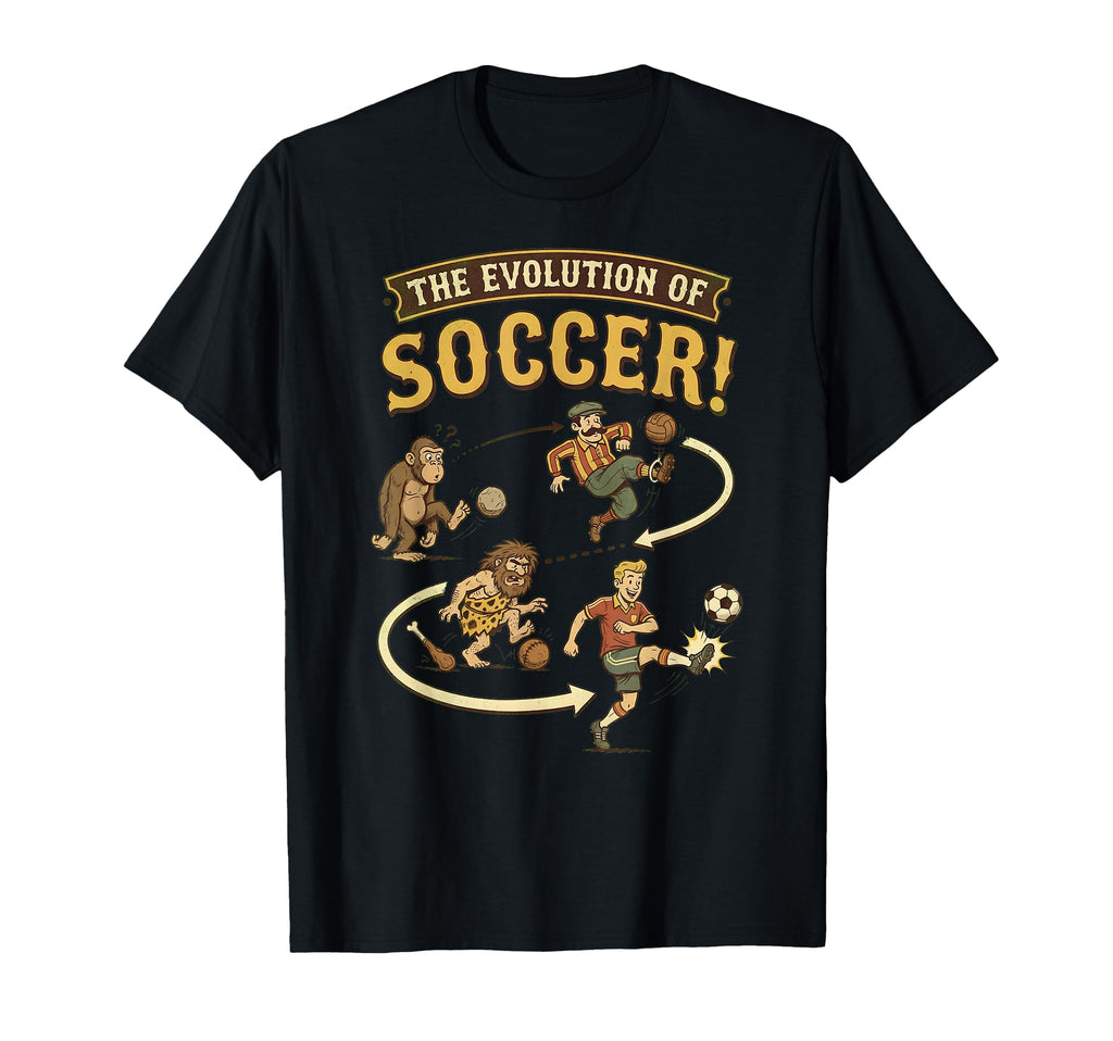 Soccer Evolution Football Player T-Shirt - Casual Everyday Wear Men Women