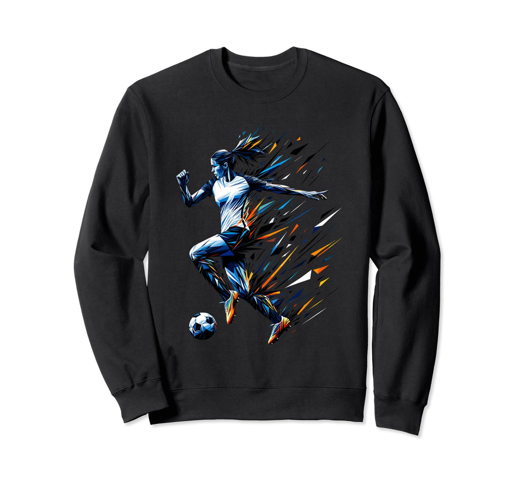 Polygon Art Soccer Sport Player Sweatshirt - Trendy Graphic Men Women
