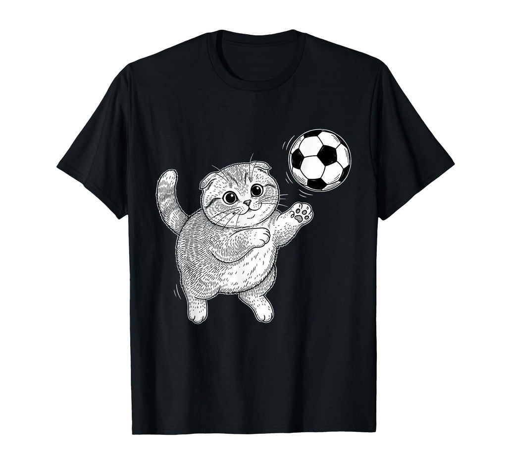 Soccer Kitten Playing Ball Funny Cat T-Shirt - Graphic Print Unisex