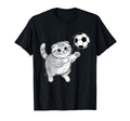 Soccer Kitten Playing Ball Funny Cat T-Shirt - Graphic Print Unisex