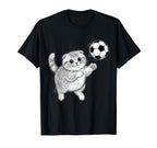 Soccer Kitten Playing Ball Funny Cat T-Shirt - Graphic Print Unisex