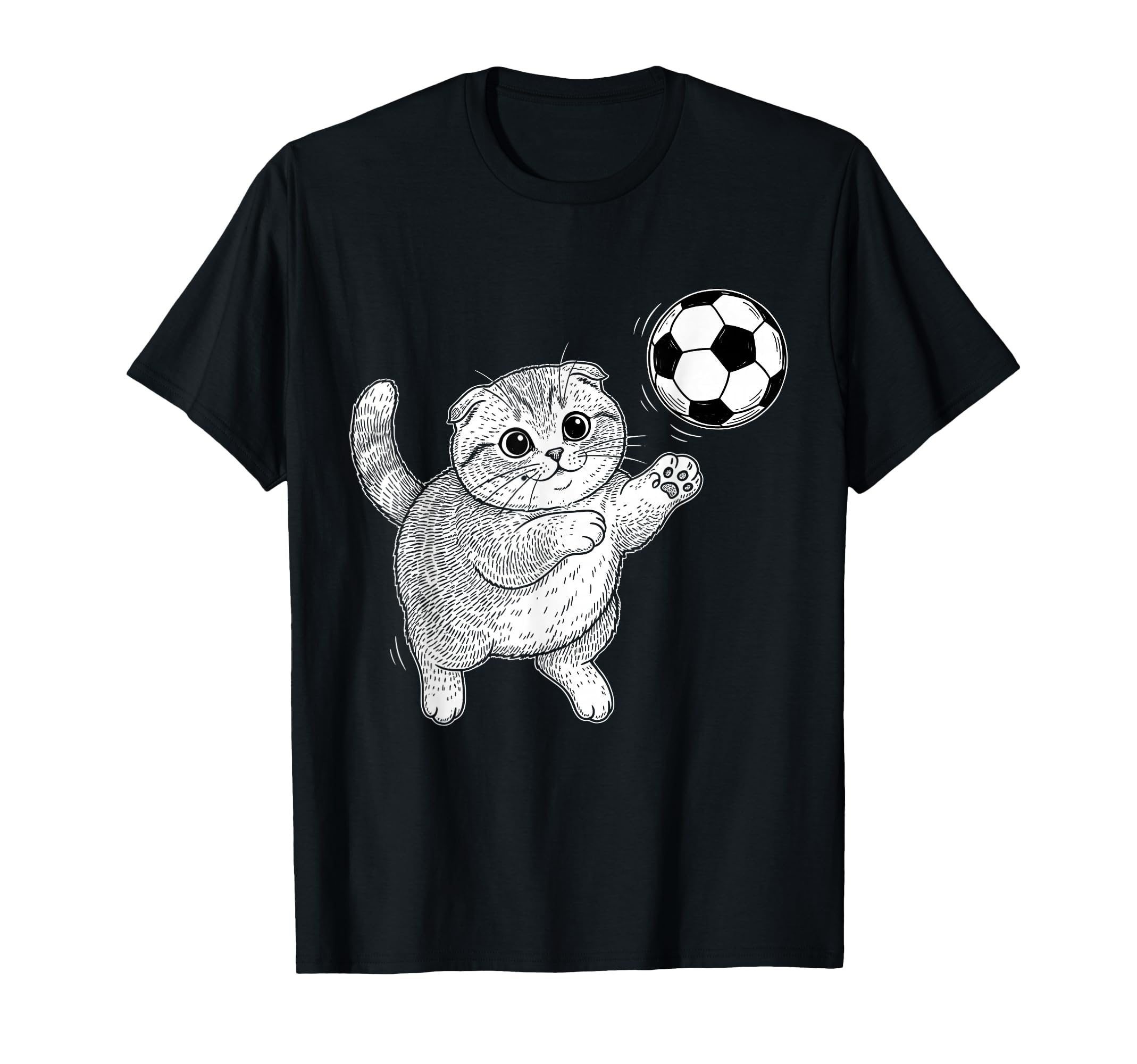 Soccer Kitten Playing Ball Funny Cat T-Shirt - Graphic Print Unisex