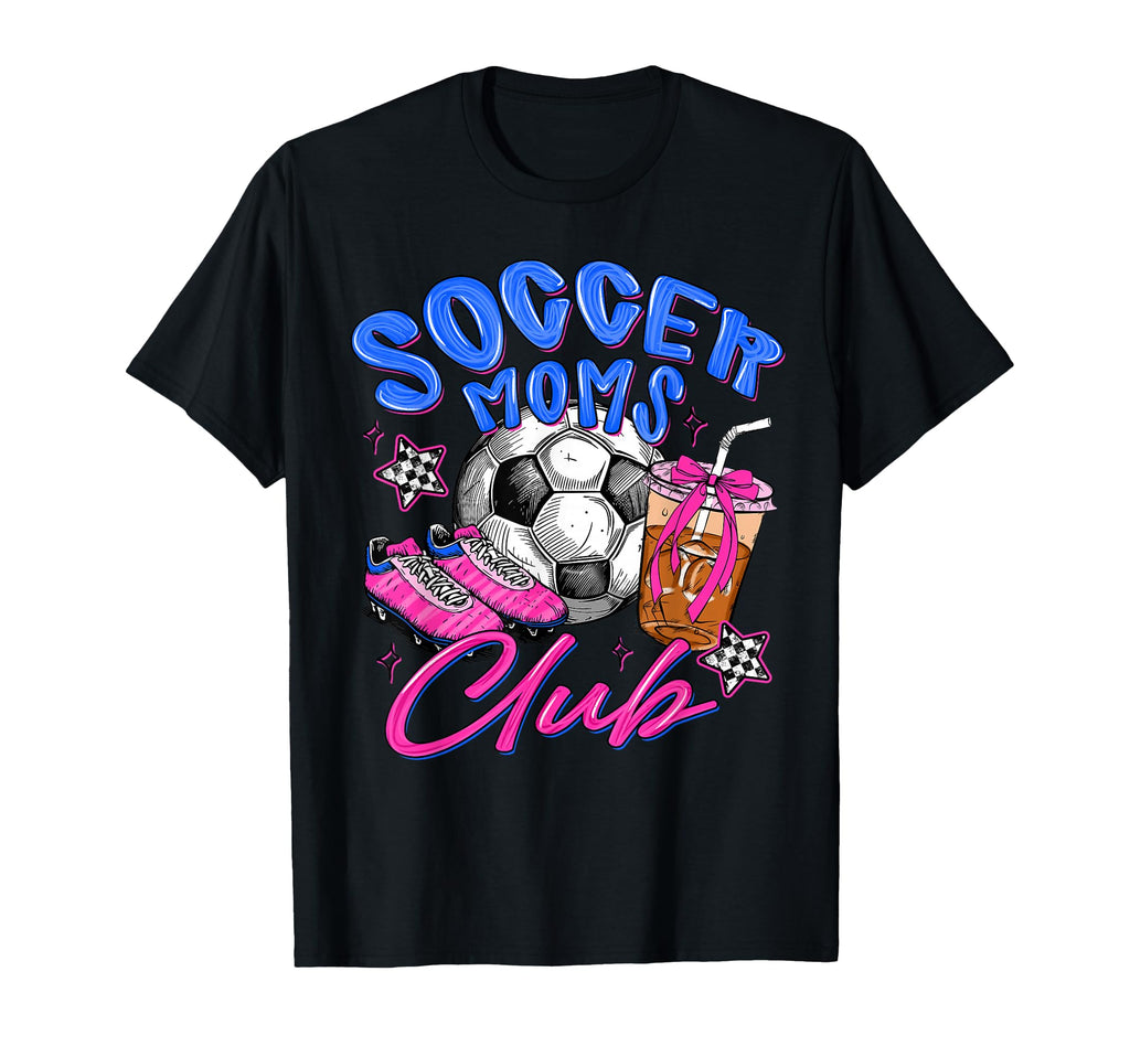 Soccer Moms Club Bow Coffee T-Shirt - Fun Novelty Design for Adults