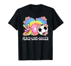 Peace Love Soccer Lover 60S 70S Hippie T-Shirt - Custom Art Print Unisex