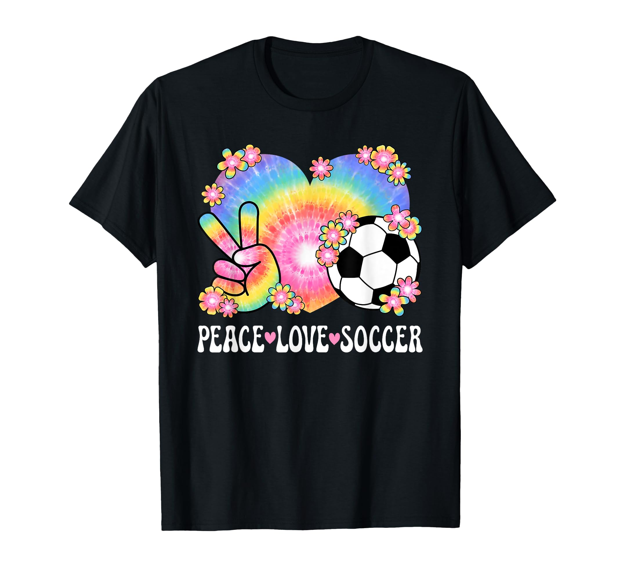 Peace Love Soccer Lover 60S 70S Hippie T-Shirt - Custom Art Print Unisex
