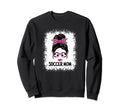 Funny Soccer Mom Messy Bun Ladies Sweatshirt - Fun Novelty Design Unisex