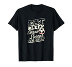 Eat Sleep Coach Soccer Repeat T-Shirt - Casual Everyday Wear for Adults