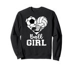 Ball Heart Soccer Volleyball Sweatshirt - Streetwear Style for Adults