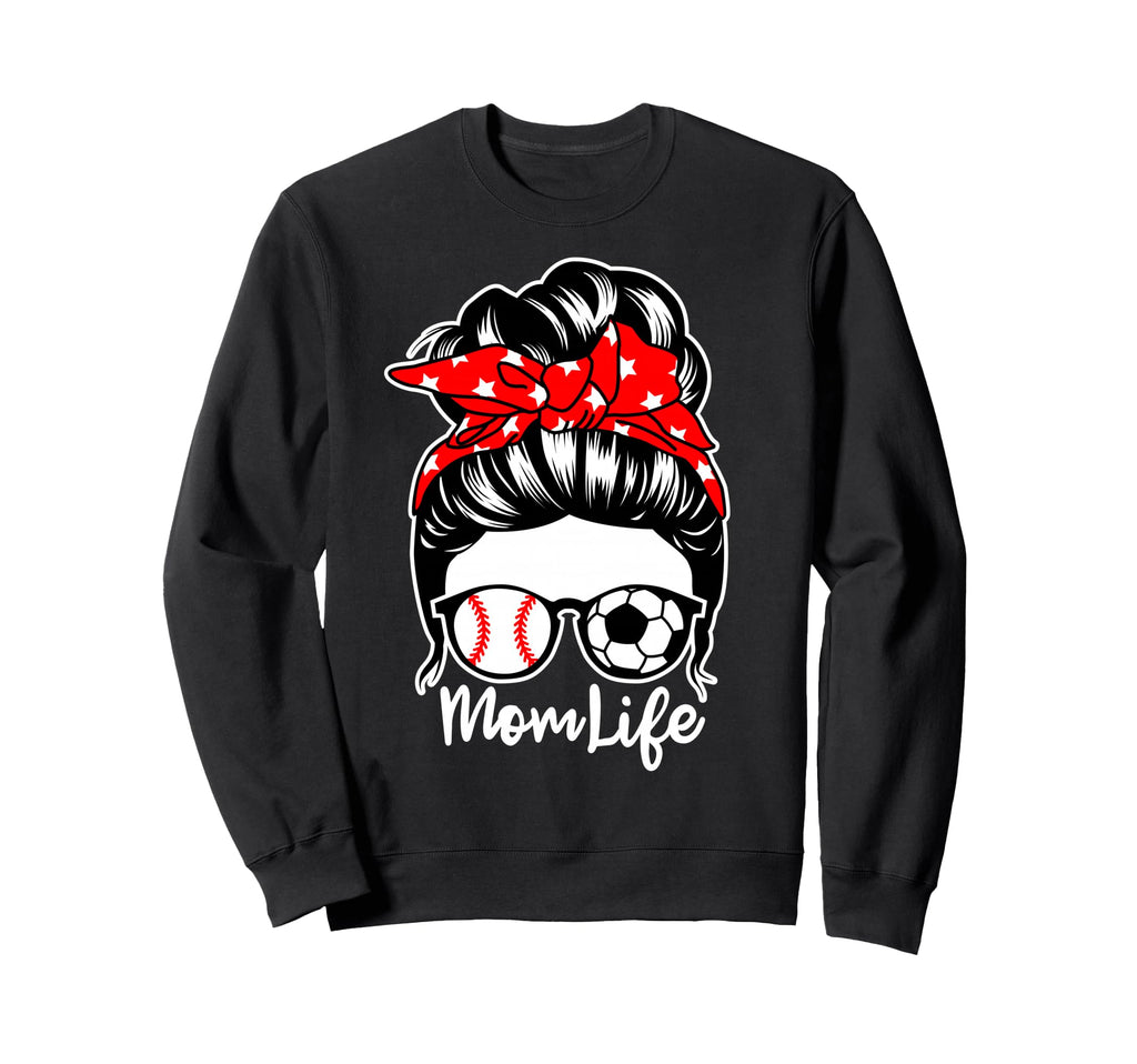 Mom Life Messy Bun Hair Sweatshirt - Casual Everyday Wear for Adults