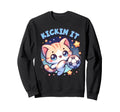 Kickin It Soccer Player Kitten Cat Sweatshirt - Custom Art Print Men Women